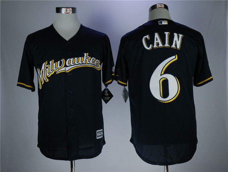 Men Milwaukee Brewers #6 Cain Blue Elite MLB Jerseys->milwaukee brewers->MLB Jersey